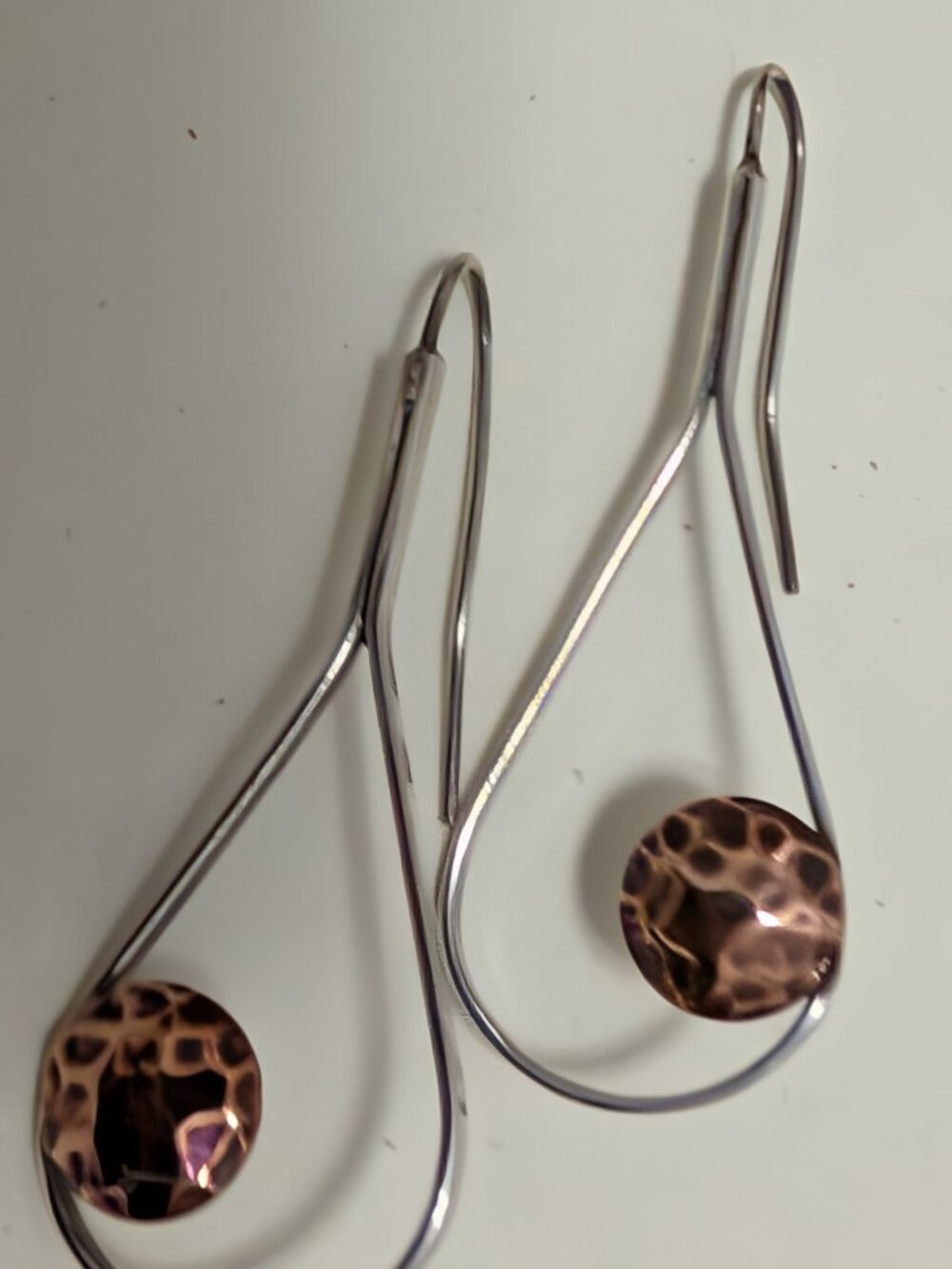 925 Sterling silver and antiqued copper drop earrings - Picture 2 of 5